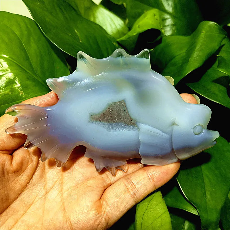 Grey Agate Druzy Fish-ToShay.org