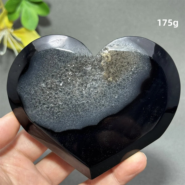 Black Agate Geode Heart-ToShay.org