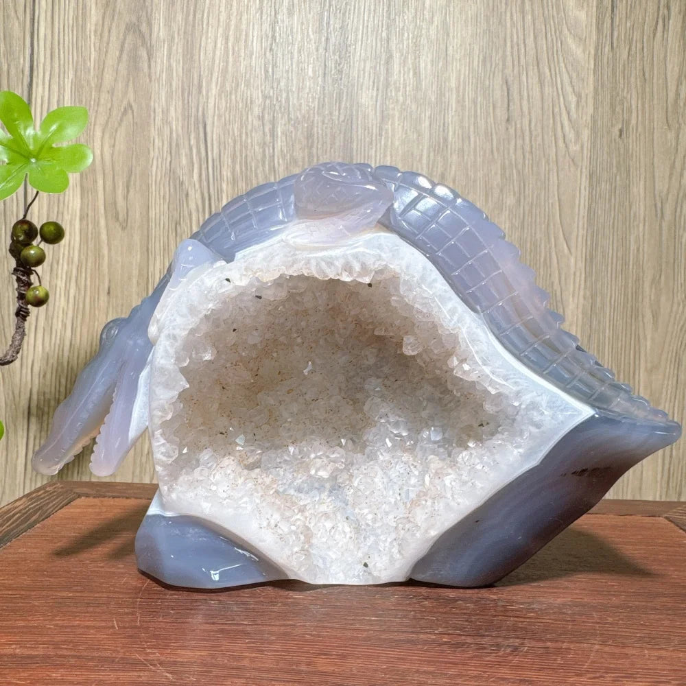 Grey Agate Geode Crocodile-ToShay.org