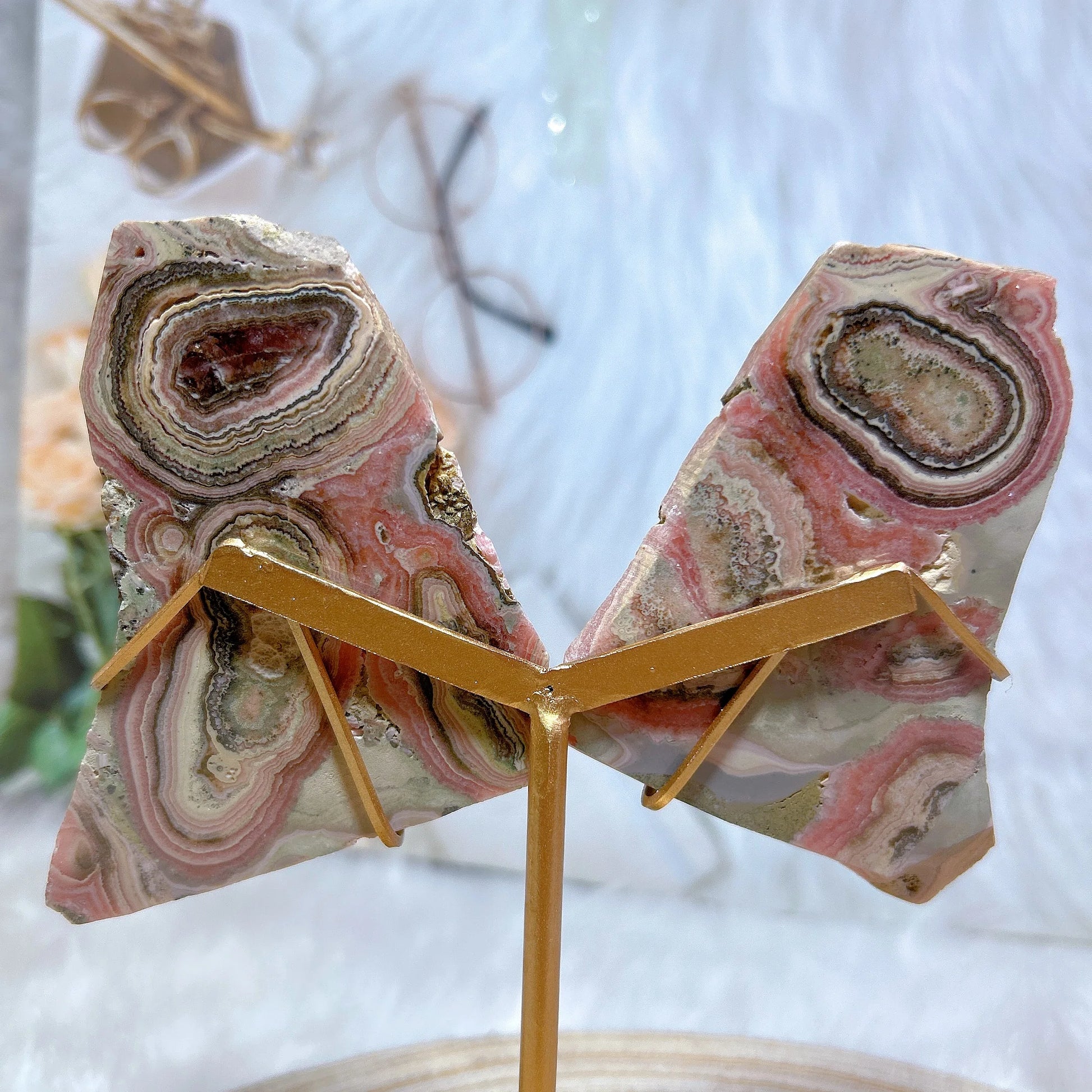 Pink Rhodochrosite Butterfly Wing-ToShay.org