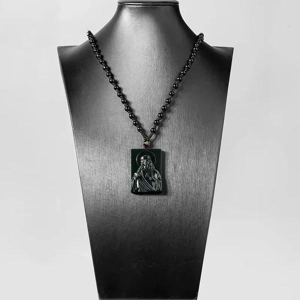 Black Jade Jesus Pendant-ToShay.org