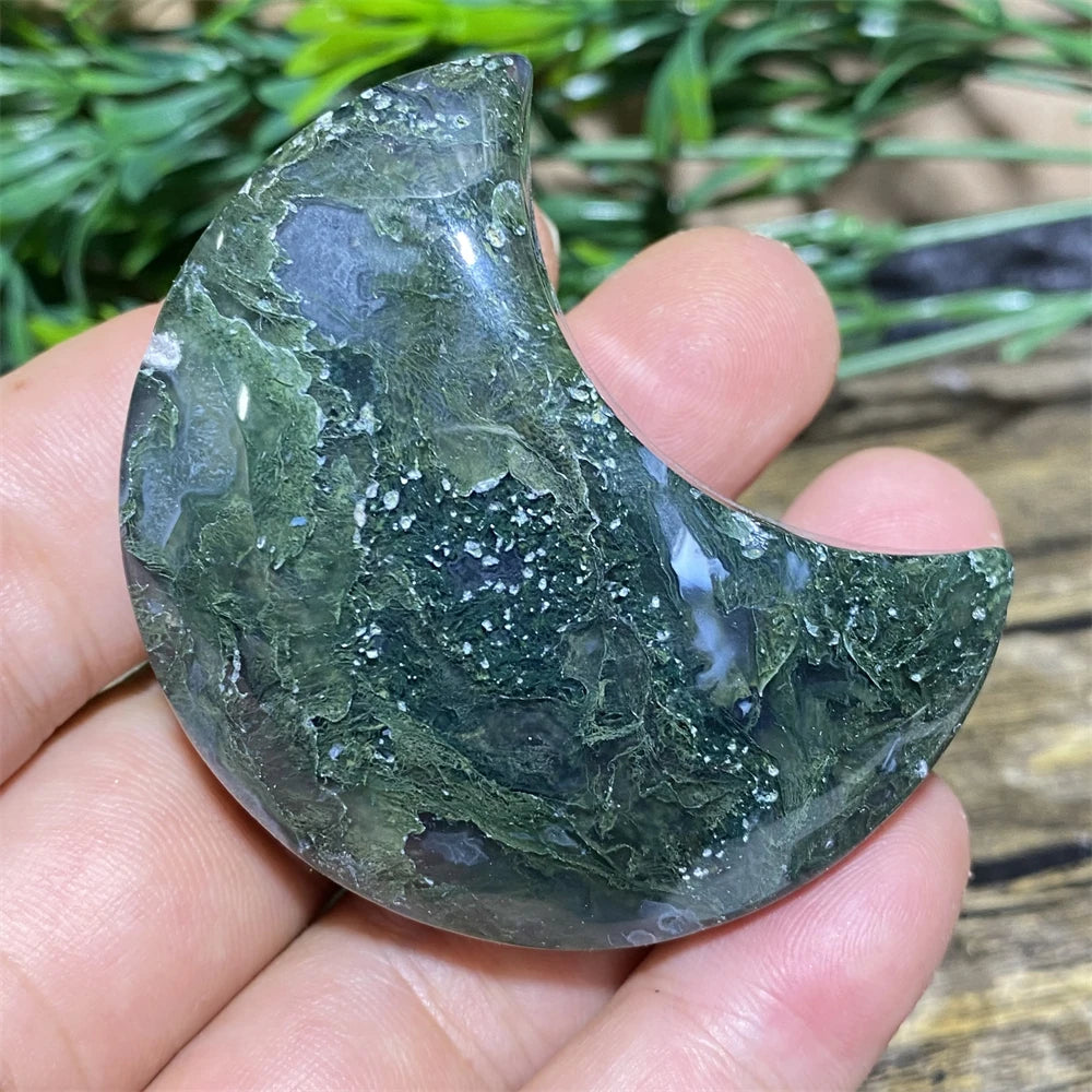 Green Moss Agate Moon-ToShay.org