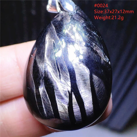 Silver Black Hypersthene Pendant-ToShay.org