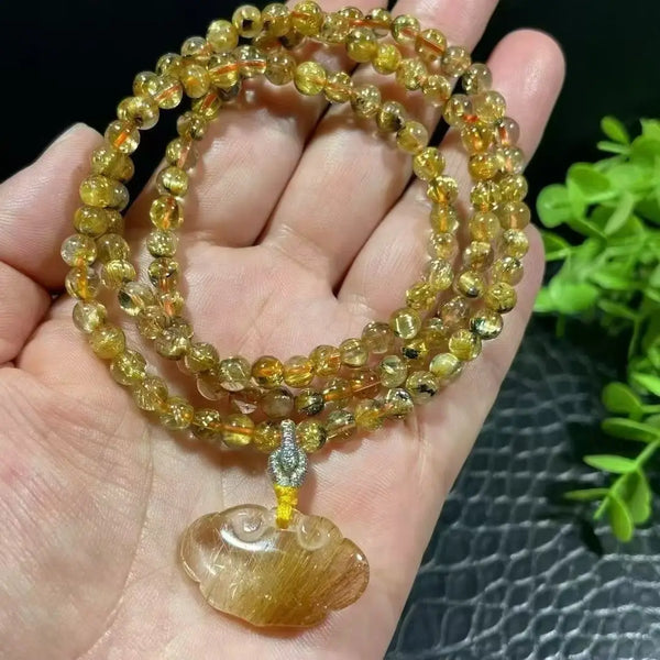 Gold Rutilated Quartz Wrap Bracelet-ToShay.org