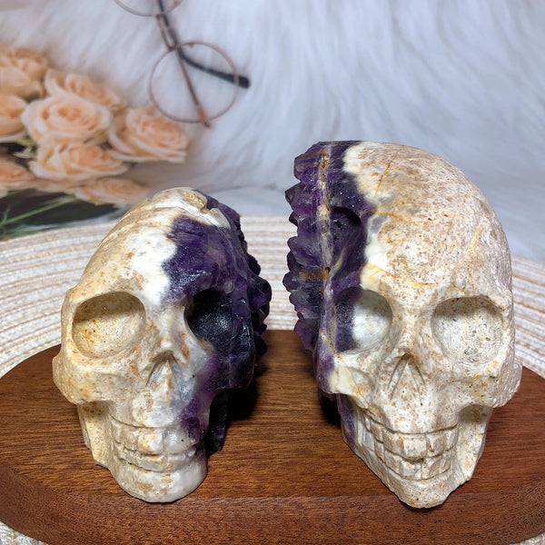 Purple Amethyst Cluster Skull-ToShay.org