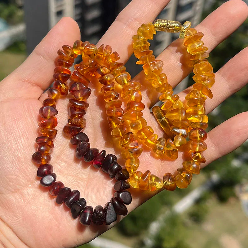 Yellow Amber Bead Necklace-ToShay.org