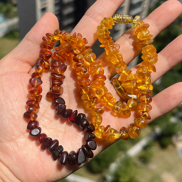 Yellow Amber Bead Necklace-ToShay.org
