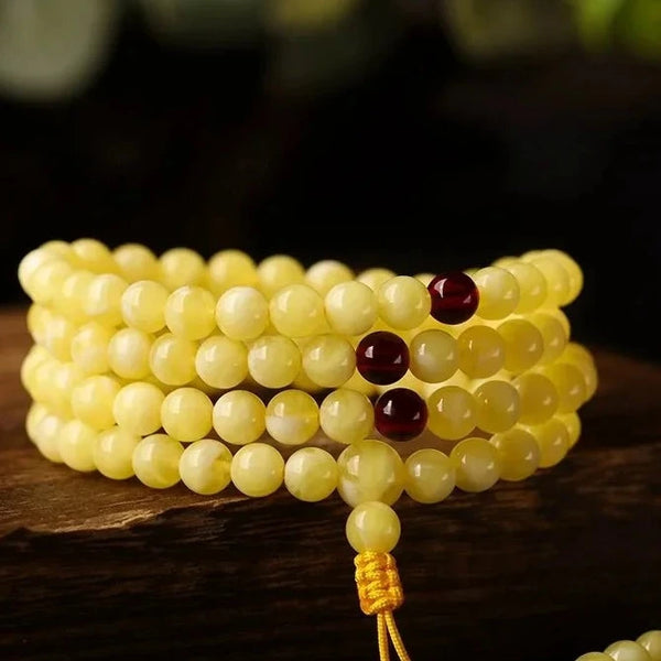 Yellow Amber Mala Beads-ToShay.org