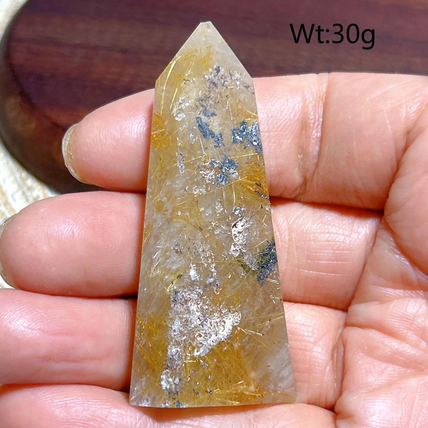 Gold Rutilated Crystal Point-ToShay.org
