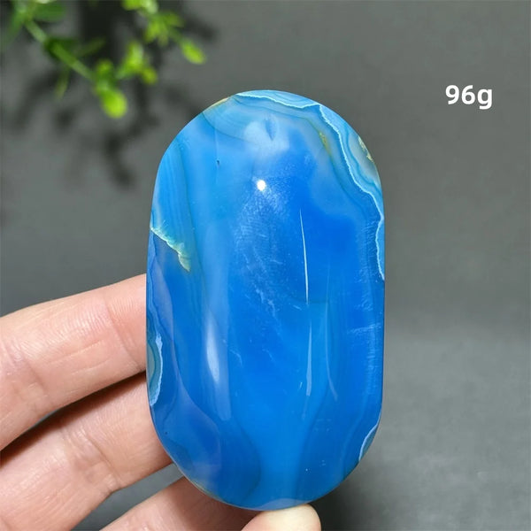 Blue Agate Palm Stone-ToShay.org