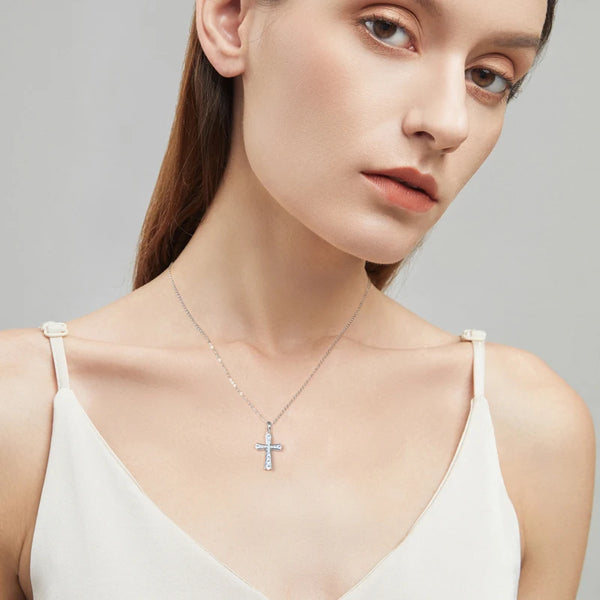 Silver Diamond Cross Pendant-ToShay.org