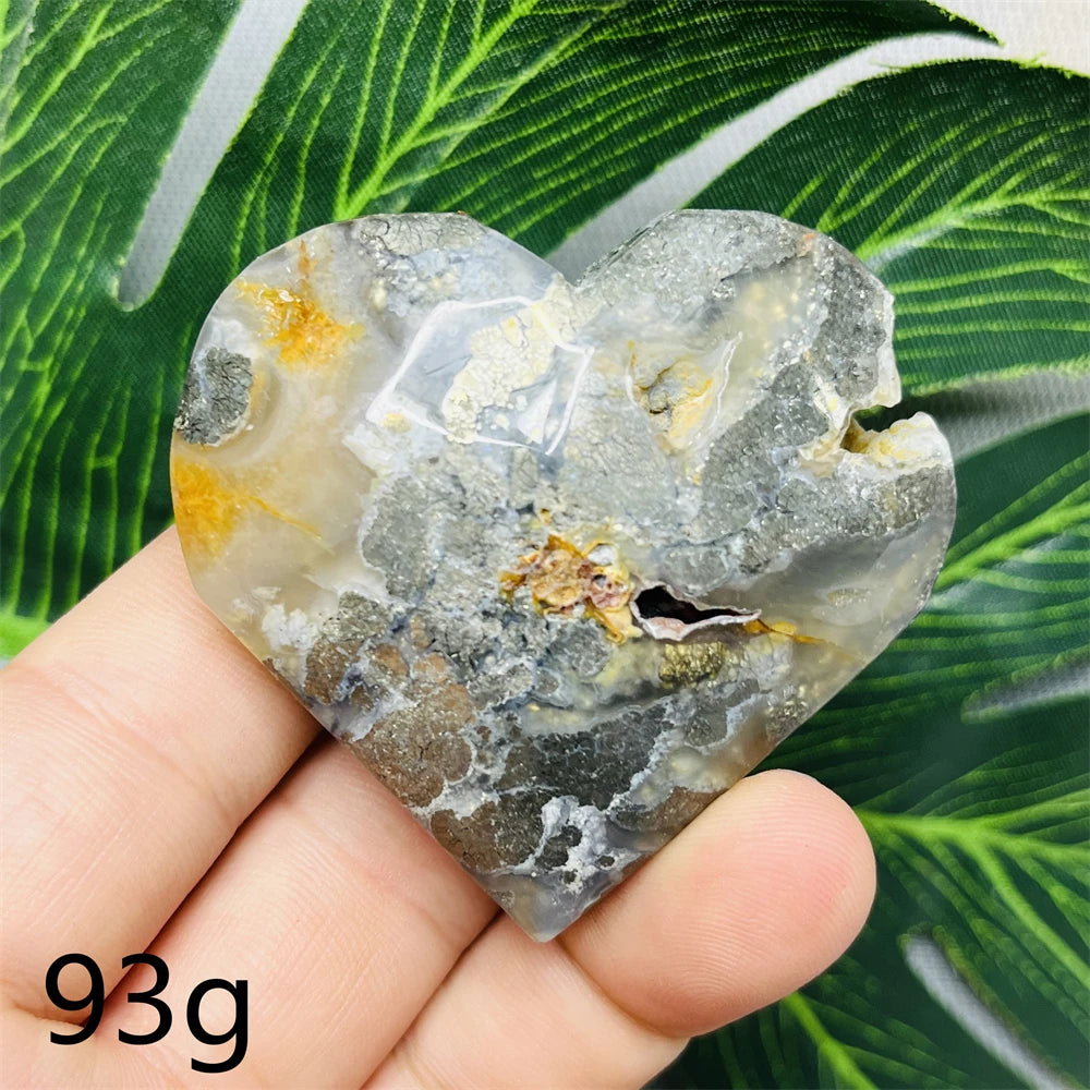 Yellow Chalcopyrite Agate Heart-ToShay.org