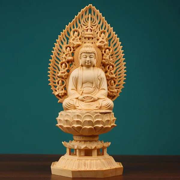 Wood Sitting Lotus Buddha Statue-ToShay.org