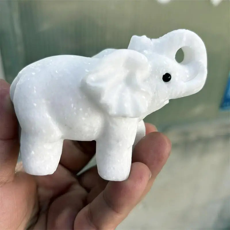 White Marble Jade Elephant-ToShay.org