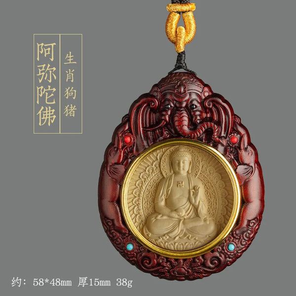 Red Rosewood Buddha Pendant-ToShay.org