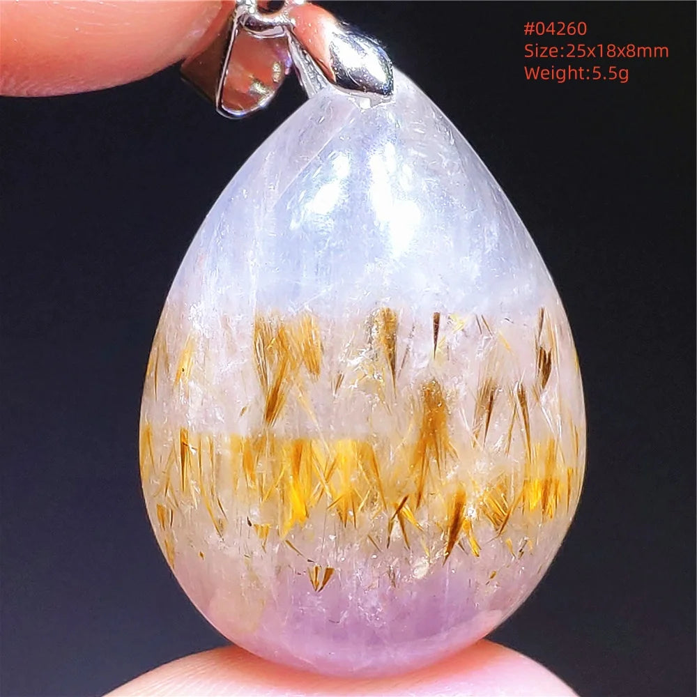Purple Rutilated Auralite Pendant-ToShay.org