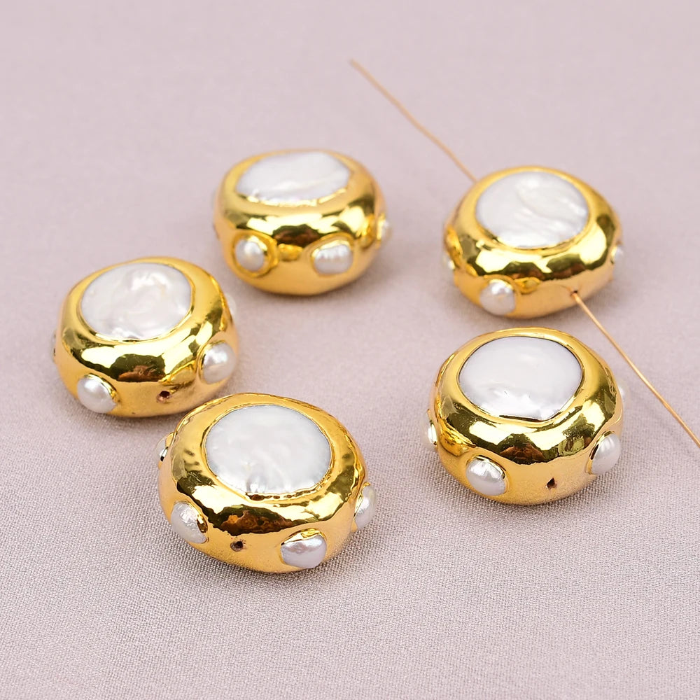 White Pearl Bezel Beads-ToShay.org