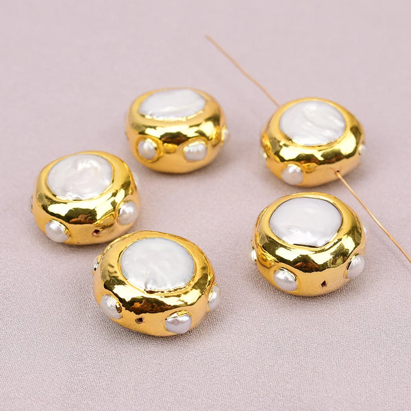 White Pearl Bezel Beads-ToShay.org