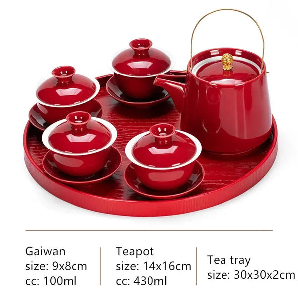 Red Ceramic Tea Sets-ToShay.org