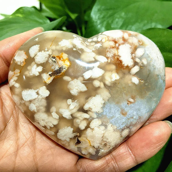 Pink Cherry Blossom Agate Heart-ToShay.org