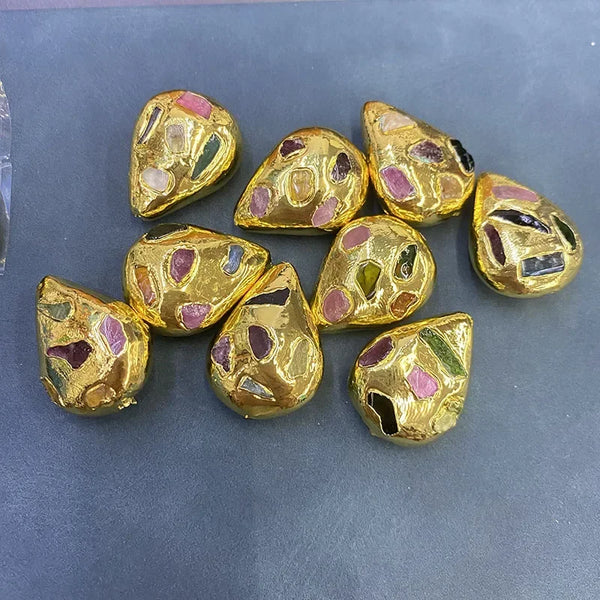 Gold Paved Tourmaline Beads-ToShay.org