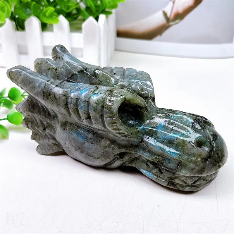 Black Labradorite Dragon Skull-ToShay.org
