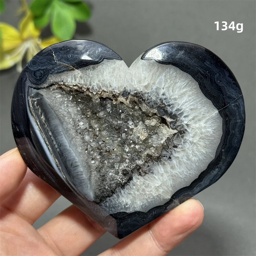 Black Agate Geode Heart-ToShay.org