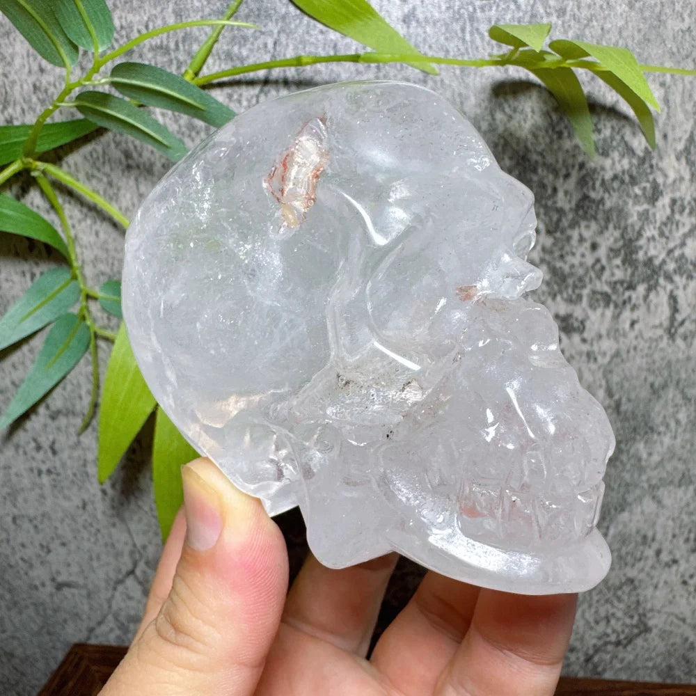 Clear Quartz Crystal Skull Statue Natural Stone Carved Energy Healing Mineral Figurine Home Decor-ToShay.org
