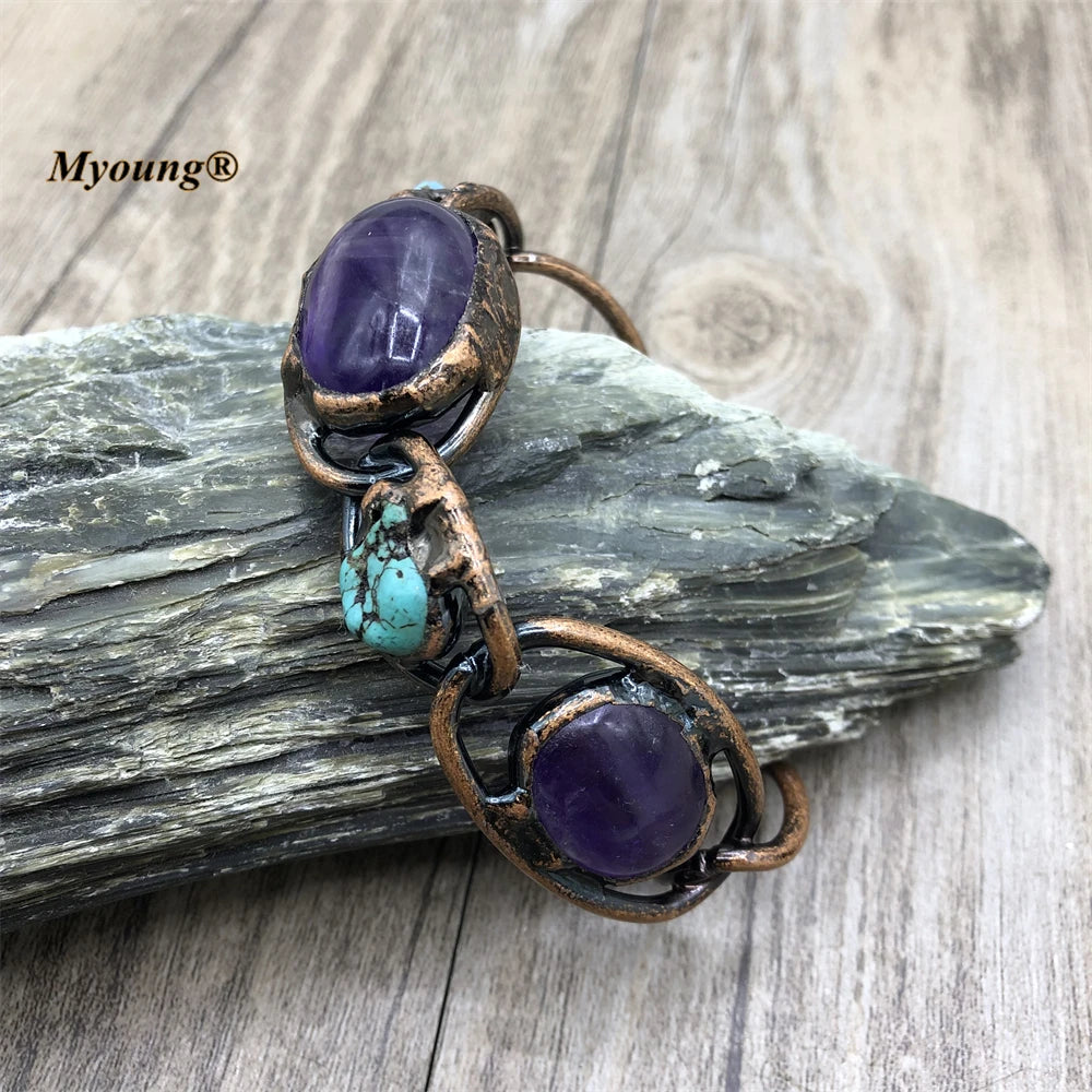 Purple Amethyst Cuff Bracelets-ToShay.org