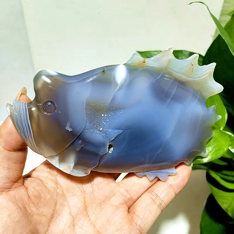 Grey Agate Druzy Fish-ToShay.org