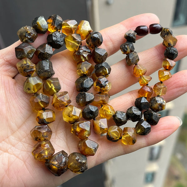Yellow Amber Bead Necklace-ToShay.org