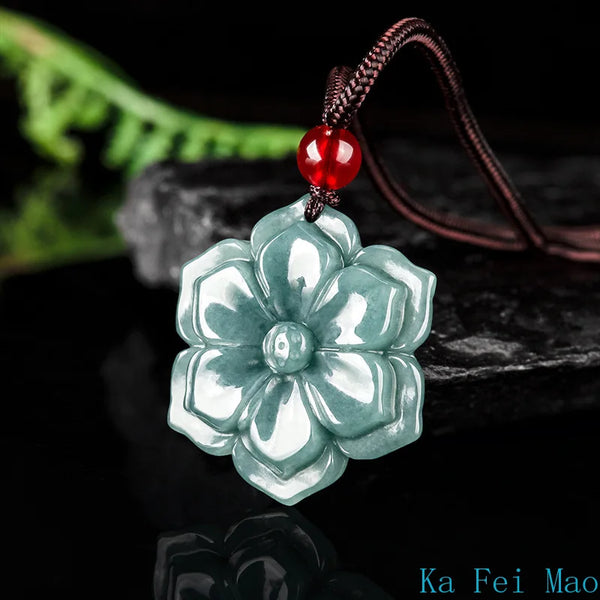 Blue Jadeite Blossom Pendant-ToShay.org