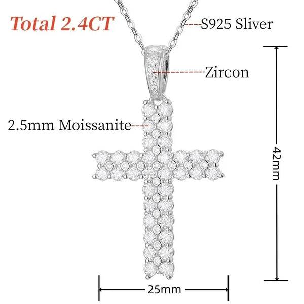 Moissanite Cross Pendant-ToShay.org
