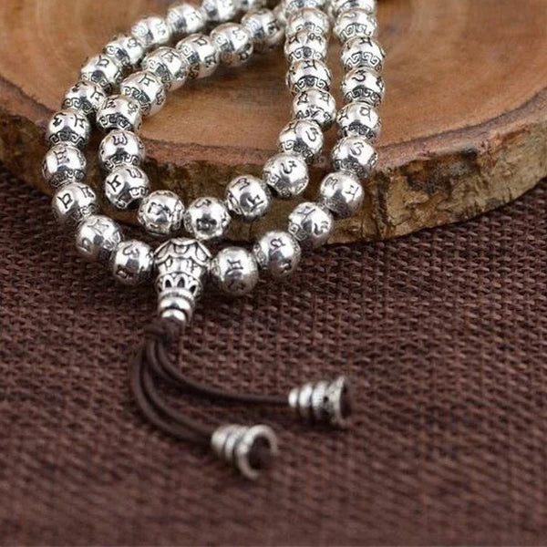 Silver Six Words Mala Beads-ToShay.org