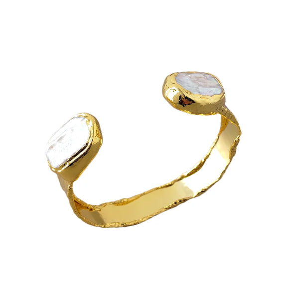 White Pearl Cuff Bangle-ToShay.org