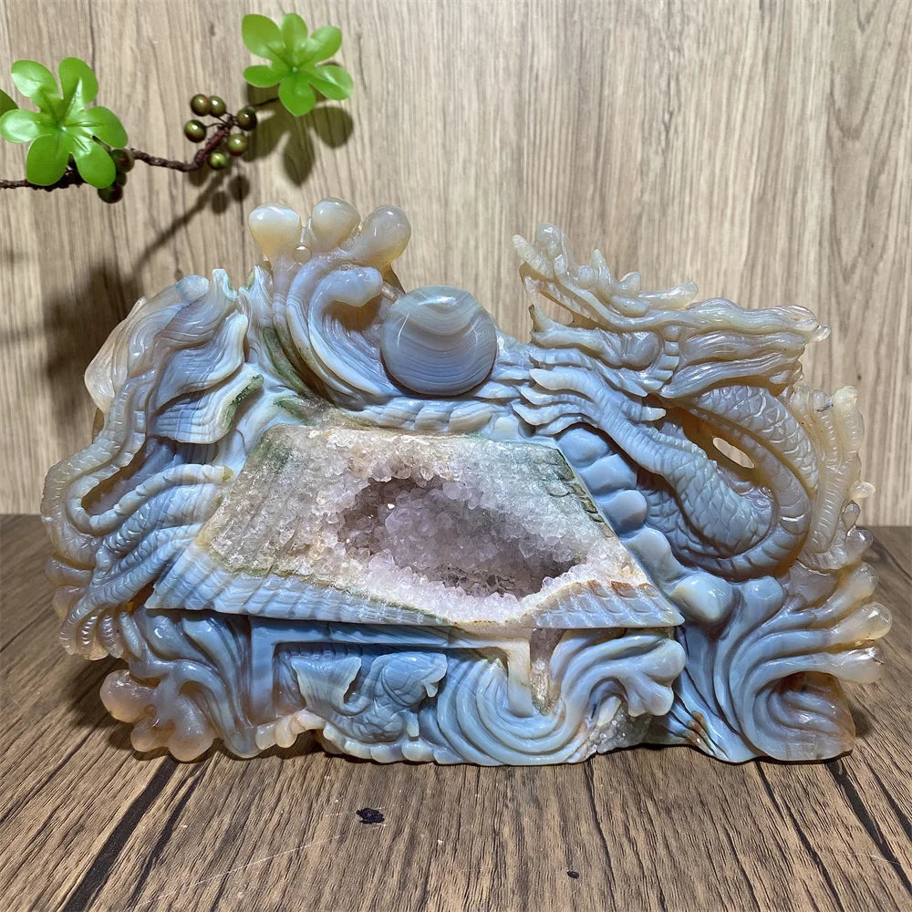 Blue Agate Amethyst Dragon-ToShay.org