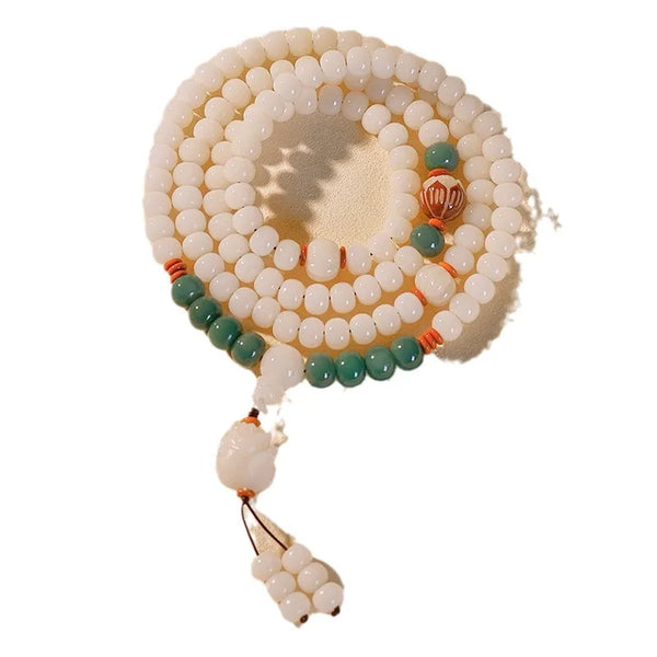 White Jade Bodhi Root Mala-ToShay.org