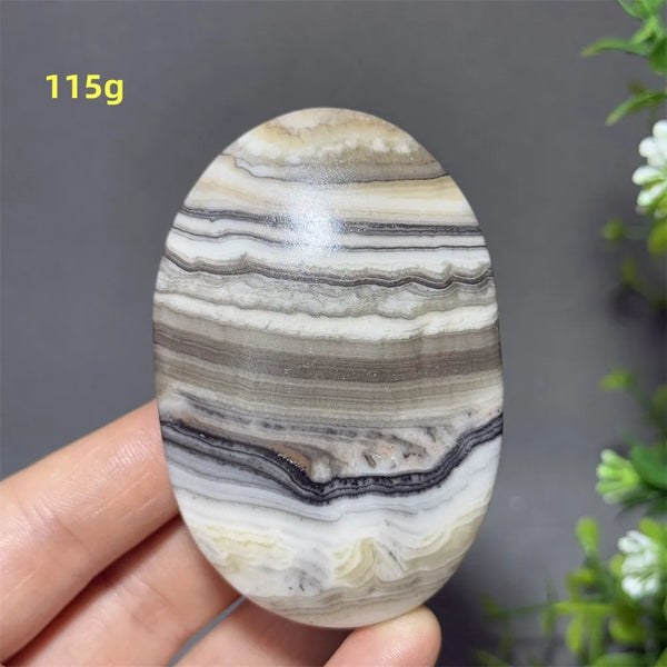 Grey Striped Calcite Palm Stone-ToShay.org