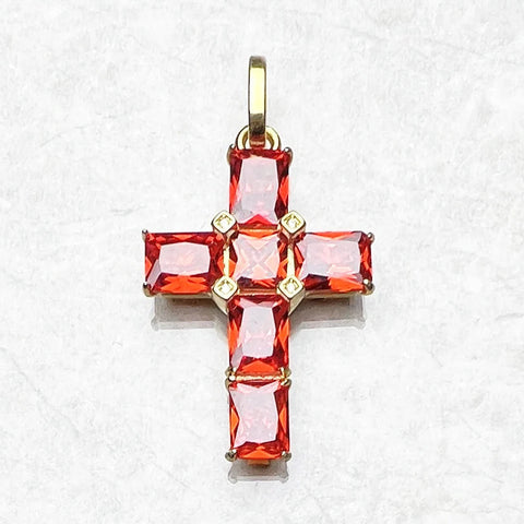 Orange Diamond Cross Pendant-ToShay.org