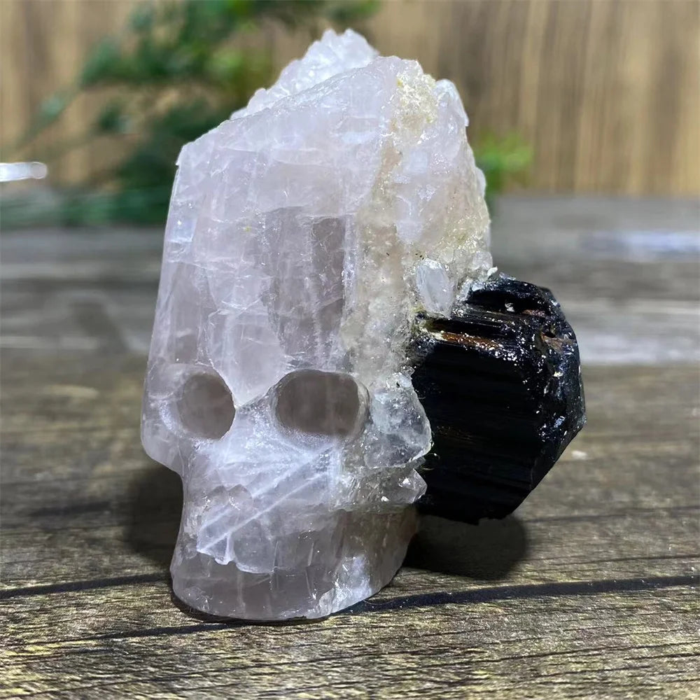 Black Tourmaline Geode Skull-ToShay.org