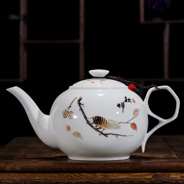 White Painted Porcelain Teapots-ToShay.org