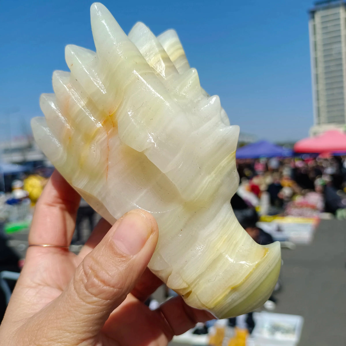 White Jade Dragon Head-ToShay.org