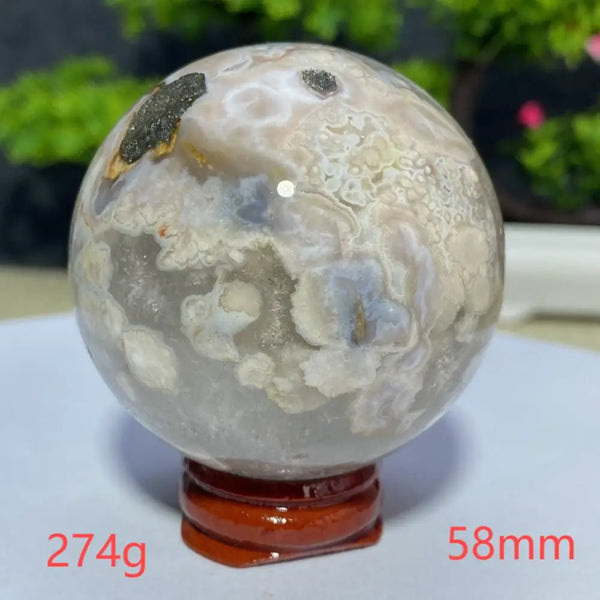 Pink Cherry Blossom Agate Ball-ToShay.org