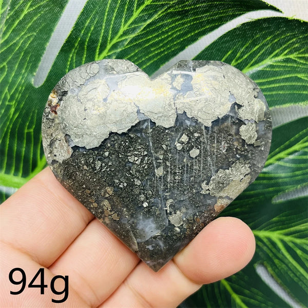 Yellow Chalcopyrite Agate Heart-ToShay.org