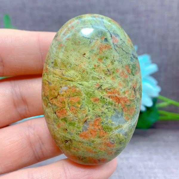 Green Unakite Palm Stone-ToShay.org