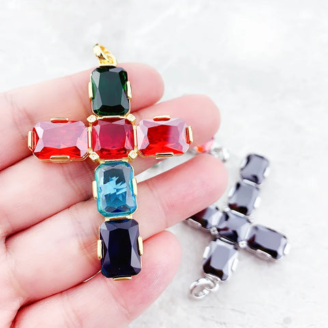 Gold Gemstone Cross Pendant-ToShay.org