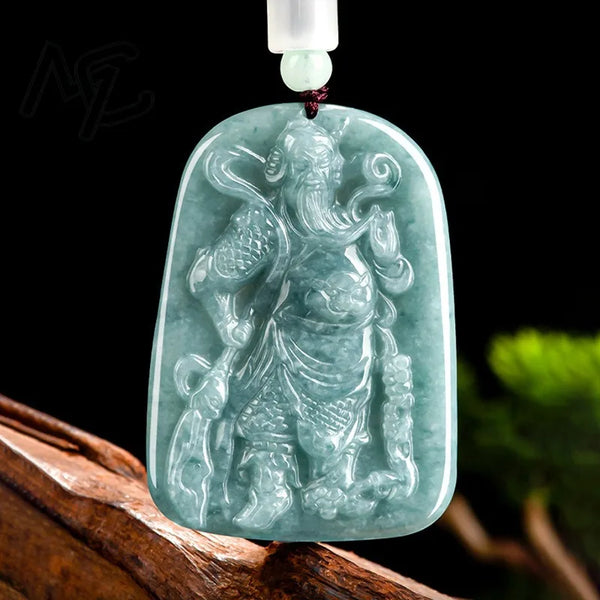Blue Jade Guan Gong Pendant-ToShay.org