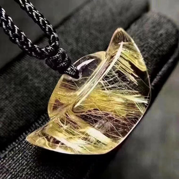 Gold Rutilated Quartz Pendant-ToShay.org