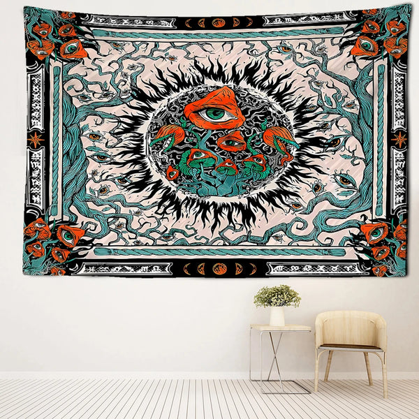 Orange Eyed Mushroom Tapestry-ToShay.org