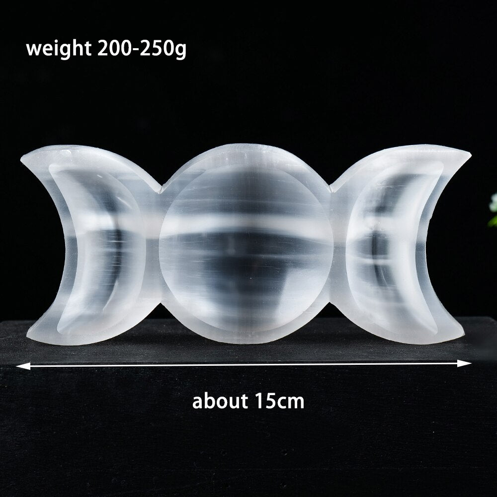 White Selenite Moon Bowl-ToShay.org